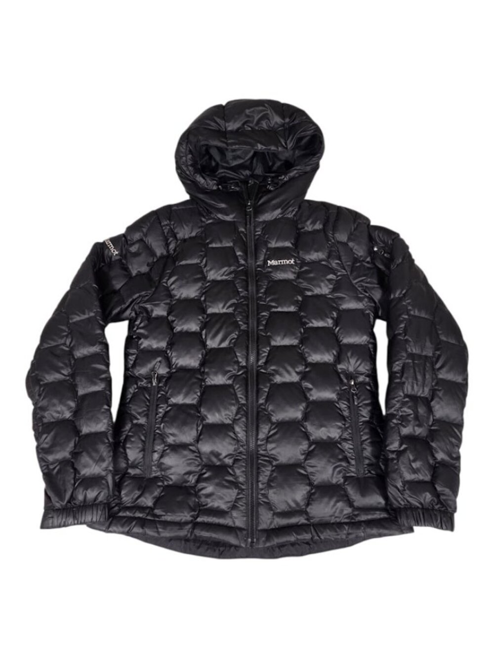Marmot 800 Fill Down Puffer Jacket Black Hooded Winter Coat Women's Size M